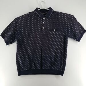 Cache Creek Shirt Men's Large Polo 3 Button Blue Grey Short Sleeve Pocket Golf